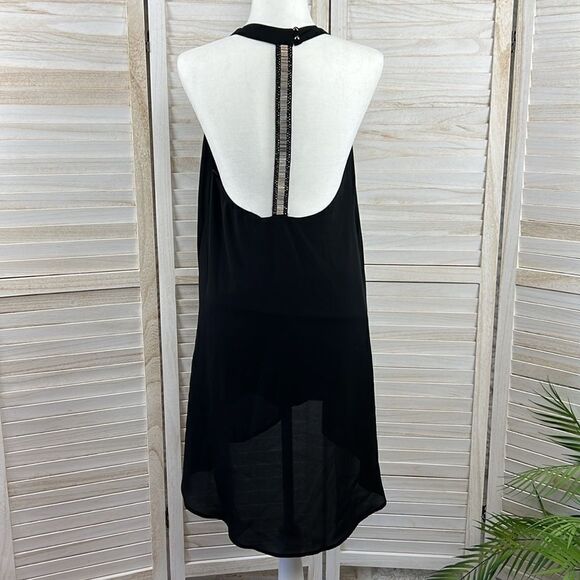 ASTR Halter LBD Beaded T-Back Shift Mini Dress Medium - Picture 4 of 11